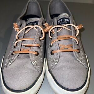 Sperry Gray Sneakers with Tan Laces